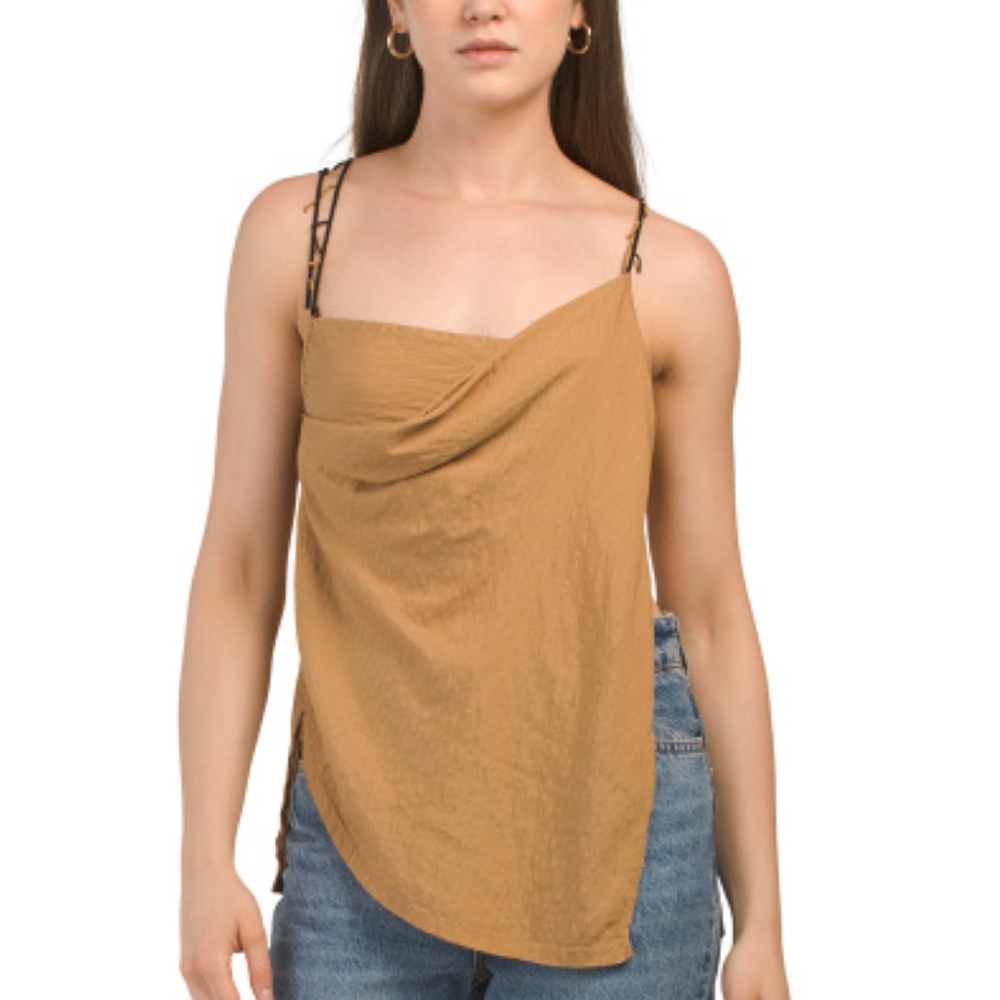 ZARA NWT XS Tank asymetrical With Open Back beaded straps